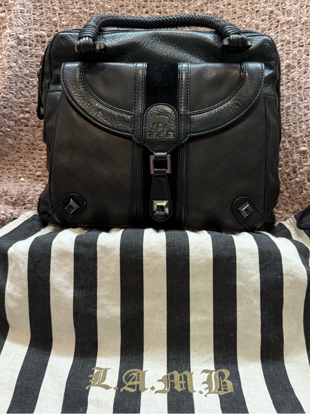 Vintage Y2K L.A.M.B. by Gwen Stefani Black Leather Handbag